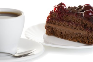 kahve ve kek kiraz ile