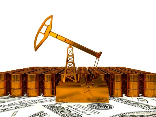 Concepto de recurso energético. Torre de aceite de oro. 3d renderizar — Foto de Stock