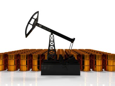 Enerji resourse kavramı. Altın petrol kulesi. 3D render