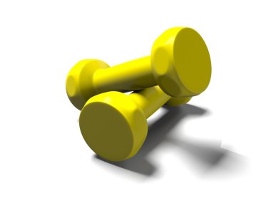 Beyaz arka plan 3d render üzerinde iki halter