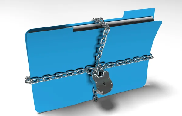 Folder with chain and padlock, hidden data, security, 3d render — Stock Photo, Image