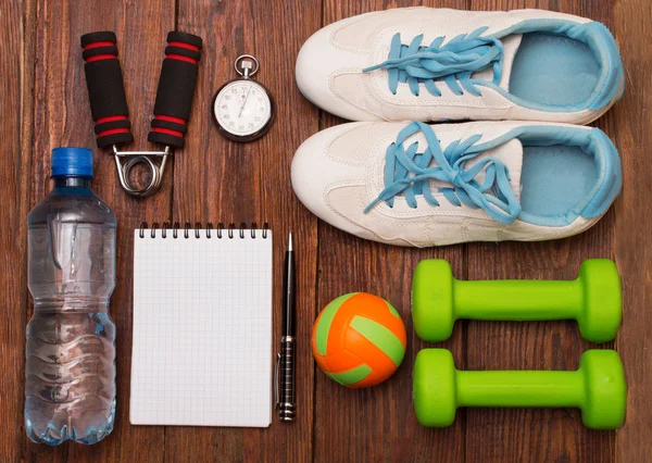 Ejercicio y dieta fitness copiar espacio diario. concepto de estilo de vida saludable . — Foto de Stock