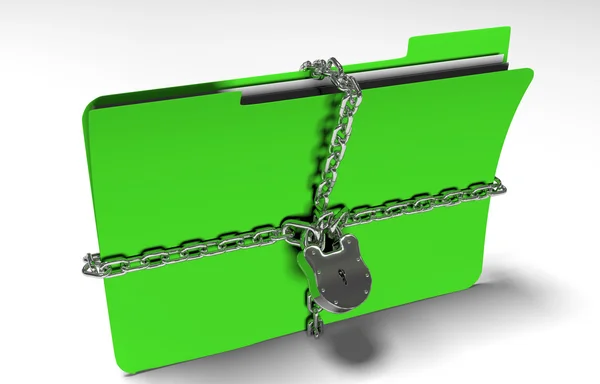 Folder with chain and padlock, hidden data, security, 3d render — Stock Photo, Image