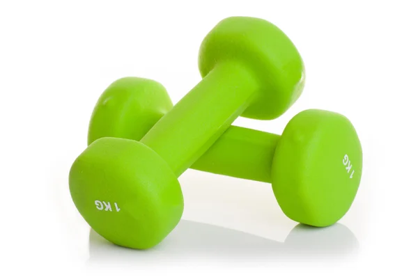 fitness dumbell üzerinde beyaz izole