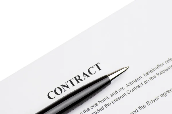 Close-up de caneta por contrato — Fotografia de Stock