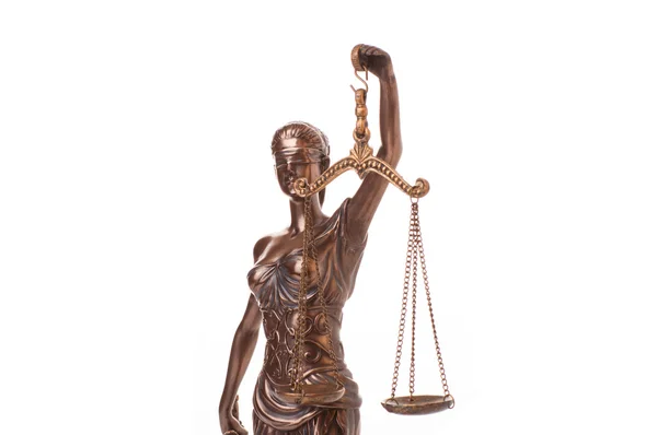 Standbeeld van Justitie geïsoleerd — Stockfoto