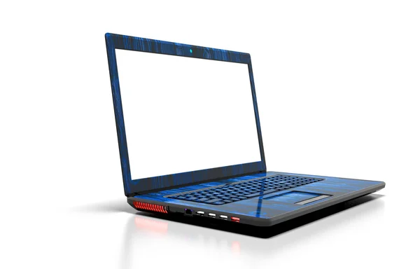 Laptop elszigetelt fehér vágógörbével, 3d render — Stock Fotó