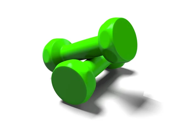 Two dumbbells on a white background 3d render — Stock Photo, Image