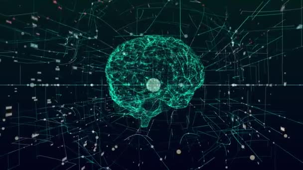 KI Künstliche Intelligenz digitales Gehirn Bieten Daten deep learning computer machine - rendern — Stockvideo
