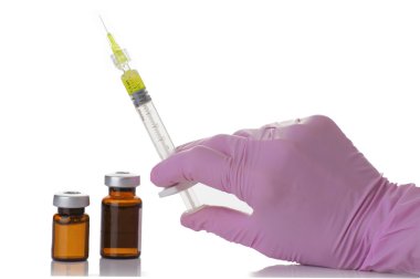 cam ilaç şişeleri ve botox, hualuronic, kollajen veya grip şırınga