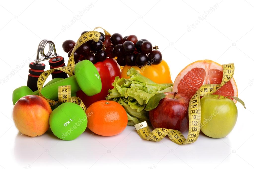 fitness equipment and healthy food