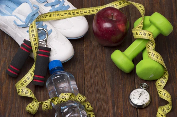Treino e fitness diário espaço de cópia dieta. Conceito de estilo de vida saudável . — Fotografia de Stock