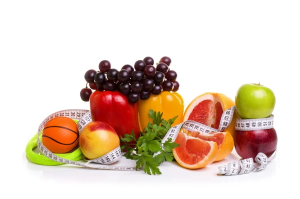 Attrezzature per il fitness e cibo sano — Foto Stock