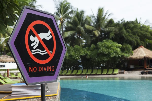 sign no diving near swimming pool