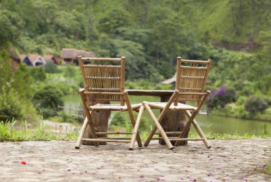 İki bambu koltukları yakın çekim