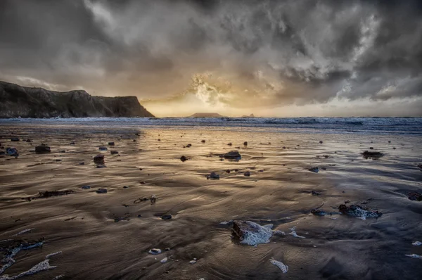 Donner in der Bucht von Rhossili — Stockfoto