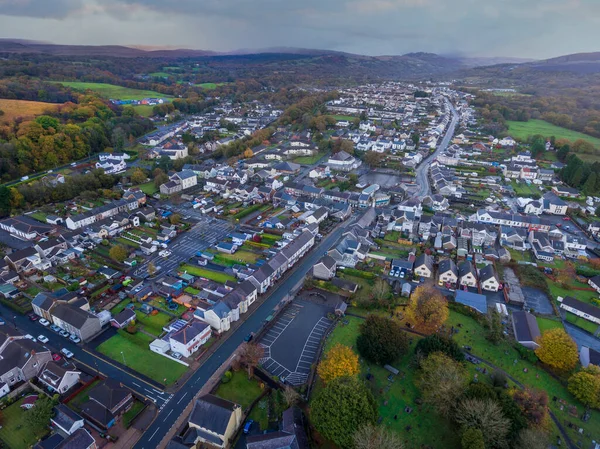 Editorial Ystradgynlais Oktober 2020 Luftaufnahme Der Stadt Ystradgynlais Swansea Valley — Stockfoto