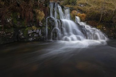 Brecon Beacons, Güney Galler 'deki kaynağından çok uzak olmayan Tawe Nehri' nin bir kolundan bir şelale..