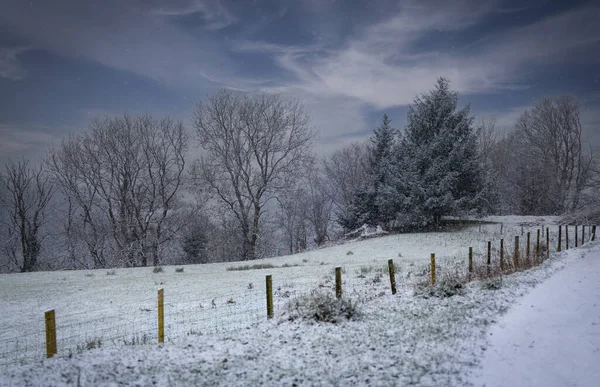 A snowy scene of a Christmas card nature on the Brecon Beacons in South Wales UK