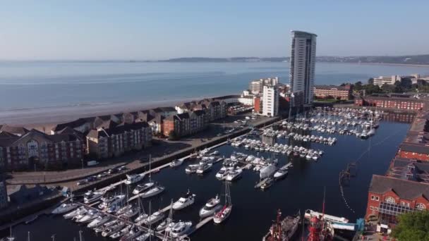 Editorial Swansea Ηνωμένο Βασίλειο Σεπτεμβρίου 2021 Μαρίνα Της Πόλης Swansea — Αρχείο Βίντεο