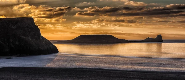 Rhossili bay i robak w głowie — Zdjęcie stockowe