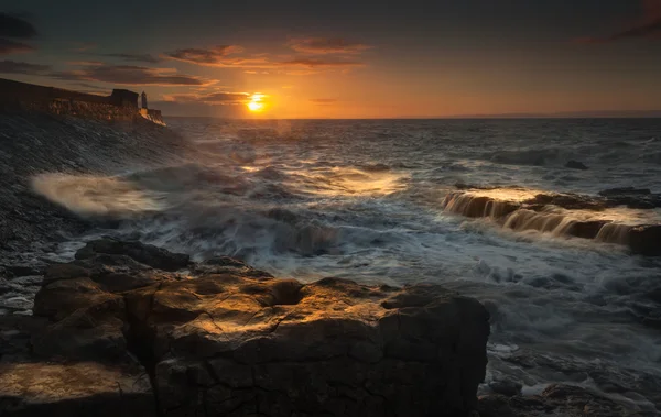 Porthcawl Ανατολή του ηλίου Νότια Ουαλία — Φωτογραφία Αρχείου