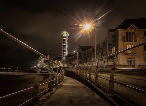 Swansea promenady w nocy — Zdjęcie stockowe
