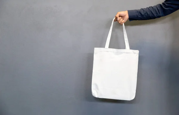 Man Tas Canvas Stof Voor Mockup Ecologie Concept — Stockfoto