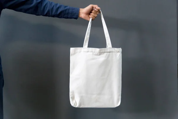 Man Tas Canvas Stof Voor Mockup Ecologie Concept — Stockfoto