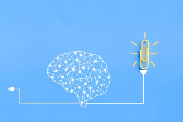 Grand Concept Idées Avec Cerveau Humain Trombone Pensée Créativité Ampoule — Photo