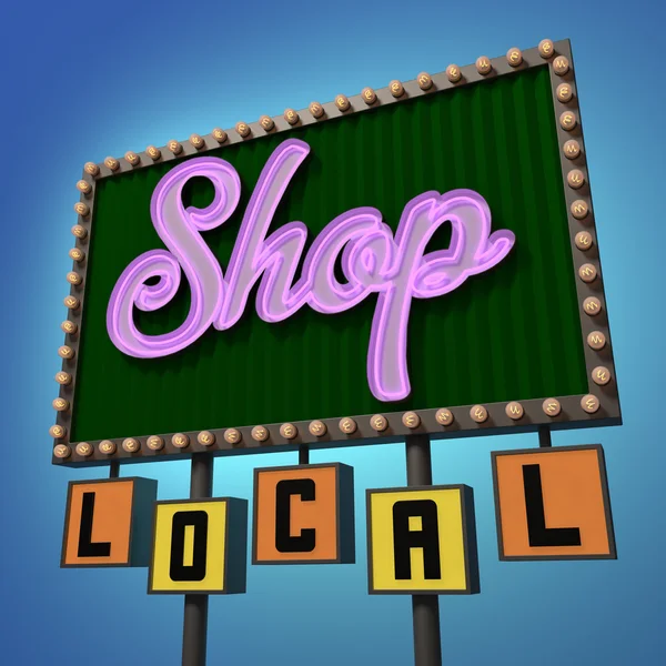 Shop Local Neon Sign — Stock Photo, Image