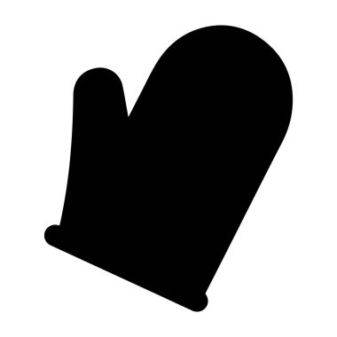 Siluette siyah bir fırın eldiveni, temiz beyaz bir arka planda, yemek pişirme ve mutfak kullanımı için mükemmel. Basit tasarım ve profesyonel fotoğraf kalitesi onu mutfak ve yaşam tarzı temaları için ideal kılıyor..