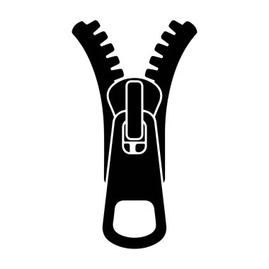 Simyacı bir siyah fermuar simgesi, beyaz bir arkaplan üzerine kurulmuş, görsel tasarım, markalaşma ve ticari projelerde kullanılmak üzere ideal bir siluet etkisi barındırıyor..