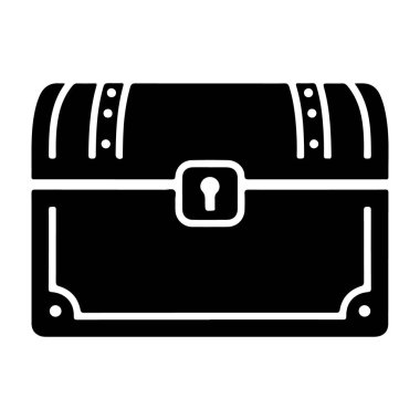 Beyaz arka planda anahtar deliği olan güvenli bir hazine sandığı. Ticari finans kavramlarını siluet modunda temsil ediyor. Finans sektöründe güvenliği ve korunmayı göstermek için ideal..