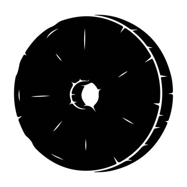 Siyah lastik silueti belirgin bir şekilde temiz beyaz bir arka plana karşı gösterilir, ayrıntılı dokusu ve engebeli tasarımı, endüstriyel ve otomotiv bağlamlarında kullanım için mükemmeldir..