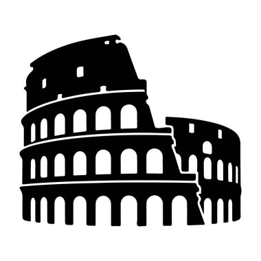 Kolezyum 'un silueti, Roma' nın zengin tarihi ve mimari ihtişamının güçlü bir sembolüdür. Çarpıcı bir görsel efekt için temiz beyaz bir arkaplan üzerine kurulmuştur..