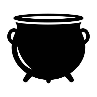 Beyaz arka planda bir kazanın siyah silueti, reklam, pazarlama ve markalaşma materyalleri de dahil olmak üzere çeşitli tasarım projelerinde ticari kullanım için mükemmel, basit ve modern bir illüstrasyon stiline sahip..