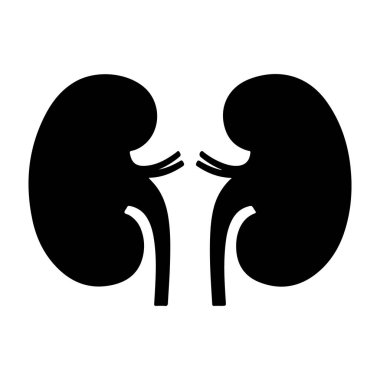 Bu tıbbi illüstrasyonda beyaz arka planda insan böbreklerinin silueti, sağlık pazarlama materyalleri, eğitim kaynakları ve tıbbi yayınlar için idealdir..