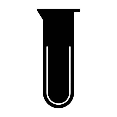 Bir deney tüpünün minimalist silueti, bilimsel ya da tıbbi bağlamlar için ideal, beyaz bir zemine kurulmuş.,