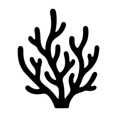 Siyah bir mercan silueti beyaz bir zemin üzerine kurulmuş, izleyiciyi kendine çeken görsel olarak çarpıcı bir kontrast oluşturuyor.