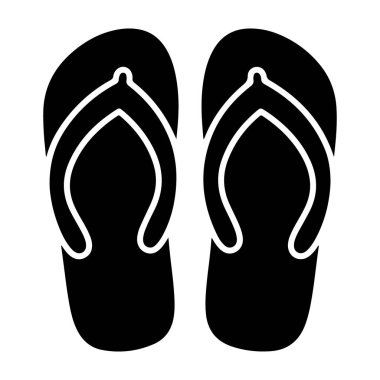 Düz beyaz bir arkaplan üzerine kurulmuş siyah parmak arası terliklerin minimalist bir çizimi, ayakkabının temiz tasarımı ve basitliğini vurguluyor, siluet de dahil olmak üzere ticari veya editoryal kullanım için mükemmel..