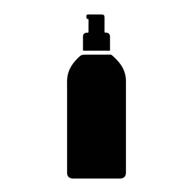 Beyaz arka planda pompa dağıtıcısı olan siyah bir siluet, ürün pazarlama ve reklamında ticari kullanım için idealdir, ürünün şeklini ve şeklini temiz ve minimalist bir şekilde vurgular, silüete odaklanır..