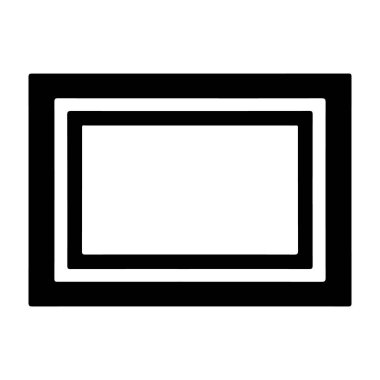 Temiz ve basit bir silueti, grafik tasarımı, dijital sanat ve ticari fotoğrafçılık projelerinde kullanılmak için mükemmel olan, parlak siyah ve beyaz bir tasarımı olan modern dikdörtgen bir çerçeve..