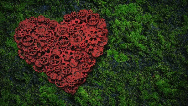 Grunge Cogwheel Kalp Arkaplanı