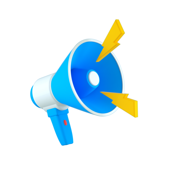 Mavi yüksek sesle çalışan megafon.