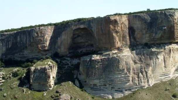 Руїни Стародавнього Печерного Міста Скелі Видом Пташине Око — стокове відео