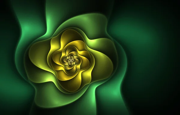 Abstract flower made of color tapes in green and yellow colors for your design. Low key. — Stock Photo, Image