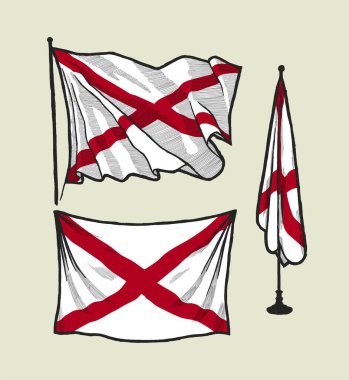 Rüzgarda ve duvar resimlerinde İskoçya bayrağı