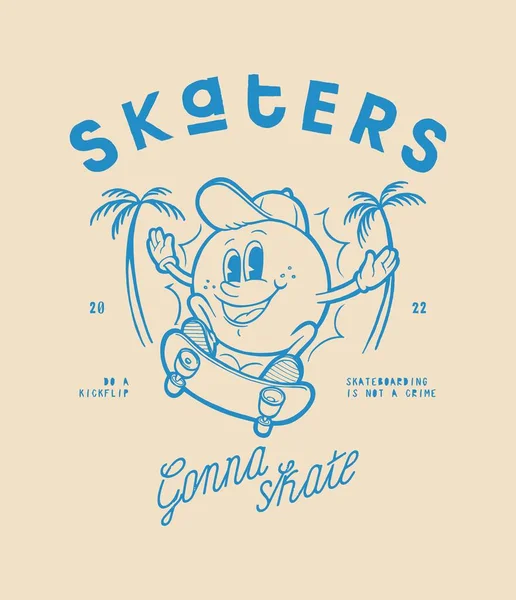 Skateboarders Solkaraktär Åkare Ska Åka Vintage Typografi Gata Sport Shirt — Stock vektor