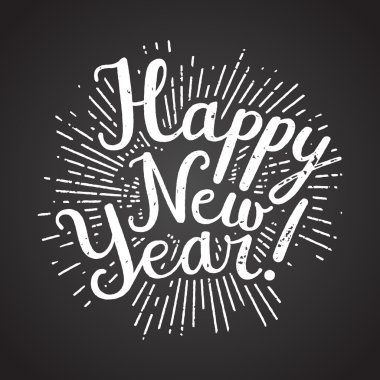 Mutlu yeni yıl el yazısıyla yazılmış yazı